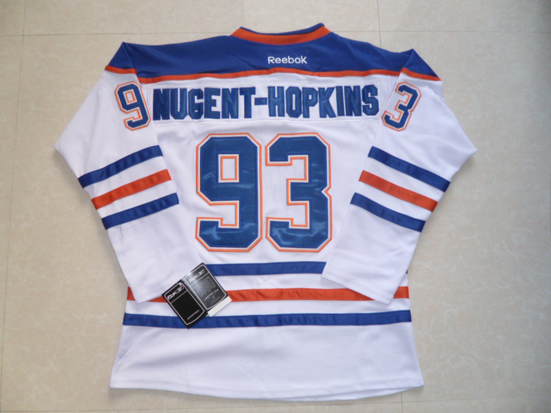 Oilers #93 Nugent-Hopkins White Stitched Jersey