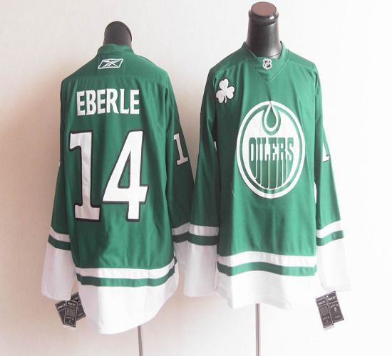 Oilers St Patty's Day #14 Jordan Eberle Green Stitched Jersey