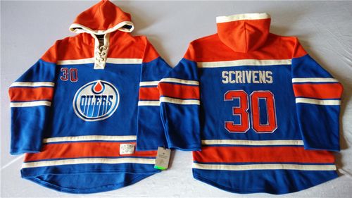 Oilers #30 Ben Scrivens Light Blue Sawyer Hooded Sweatshirt Stitched Jersey