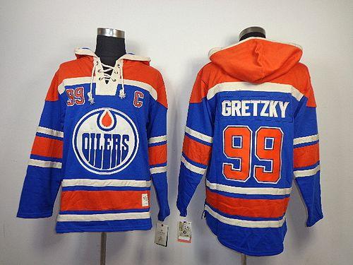 Oilers #99 Wayne Gretzky Light Blue Sawyer Hooded Sweatshirt Stitched Jersey