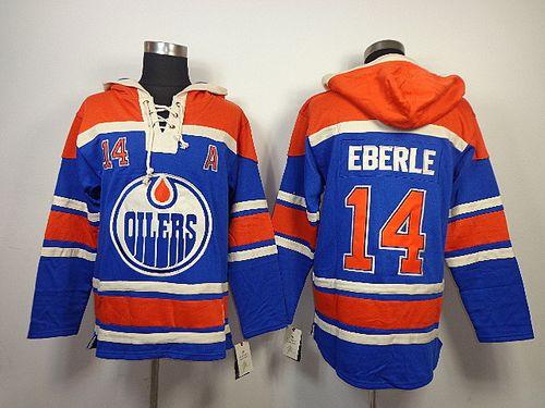 Oilers #14 Jordan Eberle Light Blue Sawyer Hooded Sweatshirt Stitched Jersey