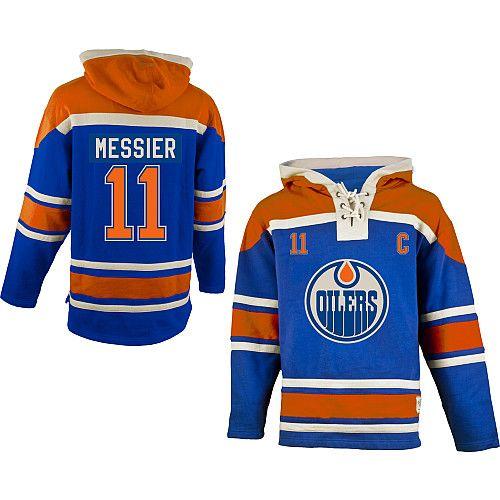 Oilers #11 Mark Messier Light Blue Sawyer Hooded Sweatshirt Stitched Jersey