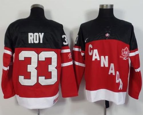 Olympic CA. #33 Patrick Roy Red 100th Anniversary Stitched Jersey