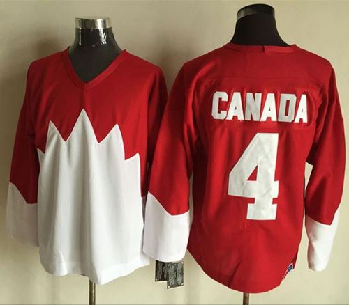 Olympic CA. #4 Canada Red White 1972 Commemorative CCM Stitched Jersey