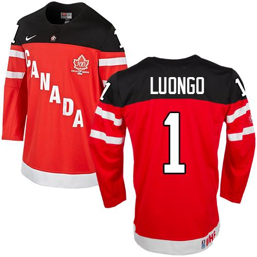 Olympic CA. #1 Roberto Luongo Red 100th Anniversary Stitched Jersey