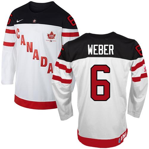 Olympic CA. #6 Shea Weber White 100th Anniversary Stitched Jersey