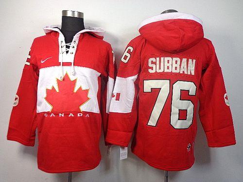 Olympic CA. #76 P.K Subban Red Sawyer Hooded Sweatshirt Stitched Jersey