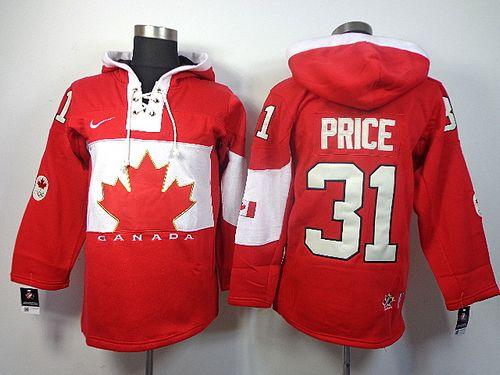 Olympic CA. #31 Carey Price Red Sawyer Hooded Sweatshirt Stitched Jersey