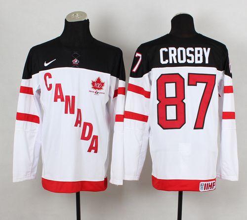 Olympic CA. #87 Sidney Crosby White 100th Anniversary Stitched Jersey