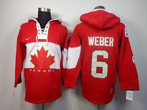 Olympic CA. #6 Shea Weber Red Sawyer Hooded Sweatshirt Stitched Jersey