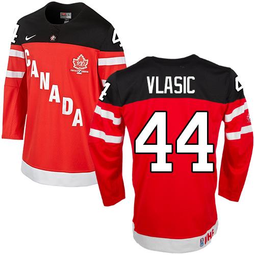 Olympic CA. #44 Marc-Edouard Vlasic Red 100th Anniversary Stitched Jersey