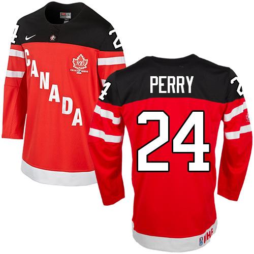 Olympic CA. #24 Corey Perry Red 100th Anniversary Stitched Jersey