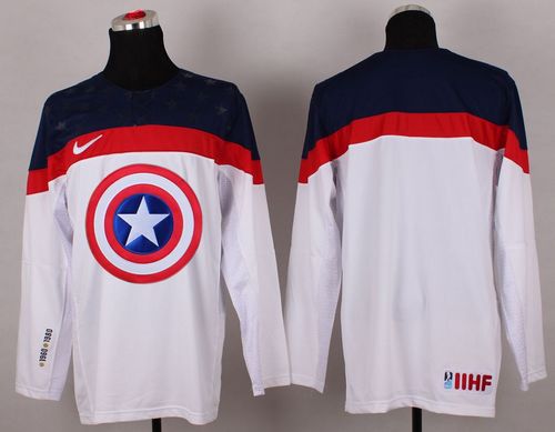 Olympic Team USA Blank White Captain America Fashion Stitched Jersey