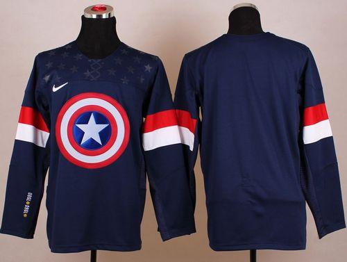 Olympic Team USA Blank Navy Blue Captain America Fashion Stitched Jersey
