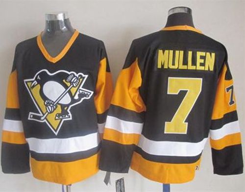 Penguins #7 Joe Mullen Black CCM Throwback Stitched Jersey
