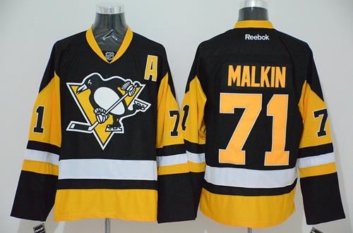 Penguins #71 Evgeni Malkin Black Alternate Stitched Jersey