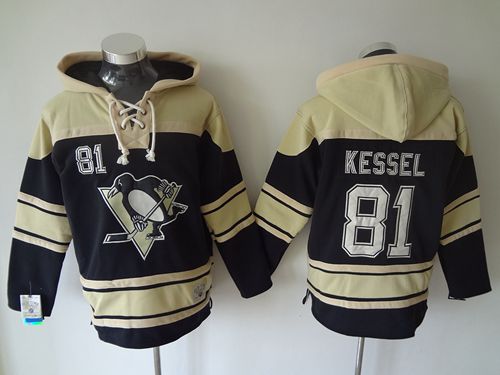 Penguins #81 Phil Kessel Black Sawyer Hooded Sweatshirt Stitched Jersey
