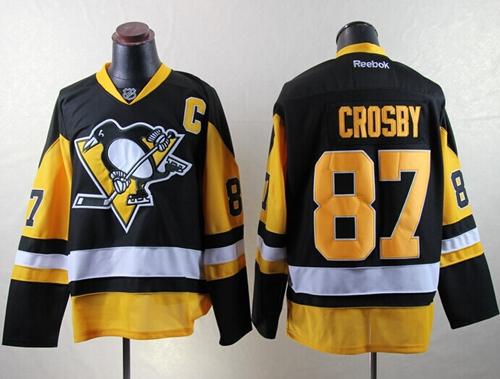 Penguins #87 Sidney Crosby Black Alternate Stitched Jersey