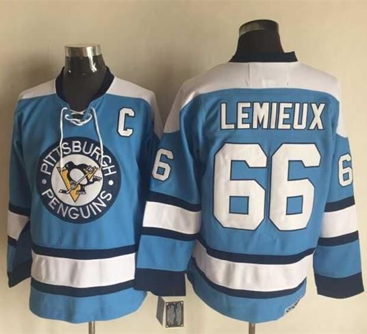 Penguins #66 Mario Lemieux Blue Alternate CCM Throwback Stitched Jersey