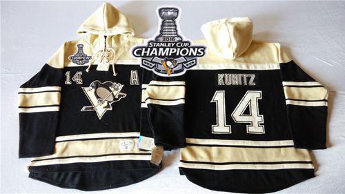 Penguins #14 Chris Kunitz Black Sawyer Hooded Sweatshirt 2016 Stanley Cup Champions Stitched Jersey