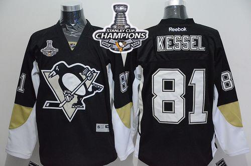 Penguins #81 Phil Kessel Black Home 2016 Stanley Cup Champions Stitched Jersey
