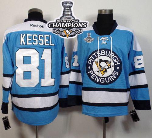 Penguins #81 Phil Kessel Light Blue Alternate 2016 Stanley Cup Champions Stitched Jersey