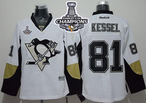 Penguins #81 Phil Kessel White Away 2016 Stanley Cup Champions Stitched Jersey