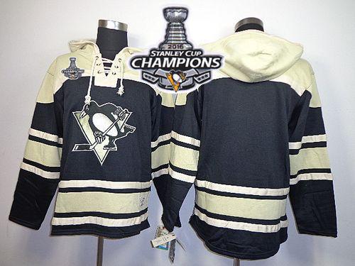 Penguins Blank Black Sawyer Hooded Sweatshirt 2016 Stanley Cup Champions Stitched Jersey
