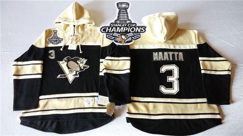 Penguins #3 Olli Maatta Black Sawyer Hooded Sweatshirt 2016 Stanley Cup Champions Stitched Jersey