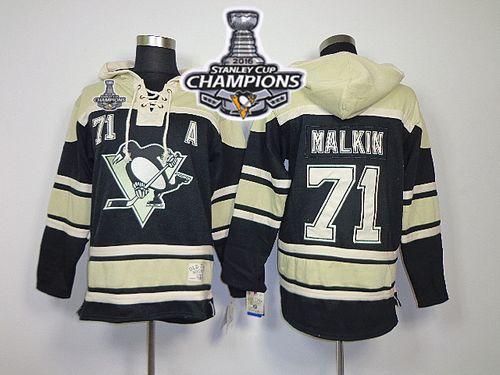 Penguins #71 Evgeni Malkin Black Sawyer Hooded Sweatshirt 2016 Stanley Cup Champions Stitched Jersey