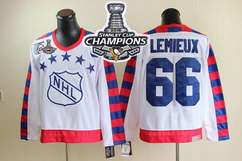 Penguins #66 Mario Lemieux White All Star CCM Throwback 75TH 2016 Stanley Cup Champions Stitched Jersey