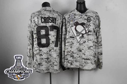 Penguins #87 Sidney Crosby Camo 2016 Stanley Cup Champions Stitched Jersey