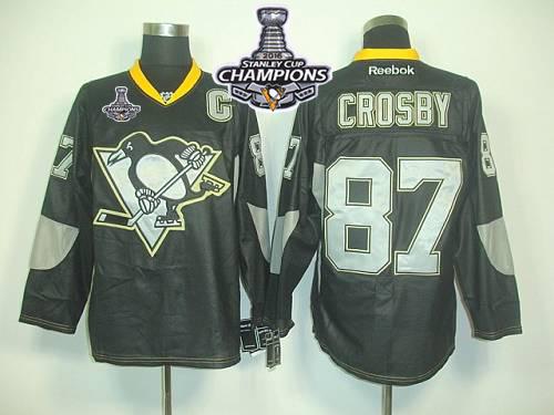Penguins #87 Sidney Crosby Black Ice 2016 Stanley Cup Champions Stitched Jersey