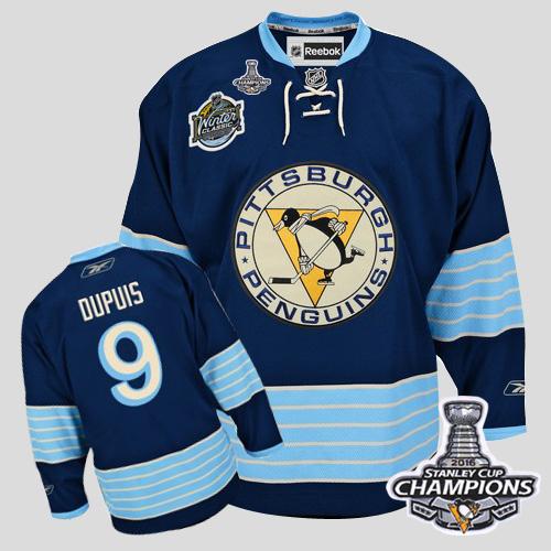 Penguins #9 Pascal Dupuis 2011 Winter Classic Vintage Dark Blue 2016 Stanley Cup Champions Stitched Jersey