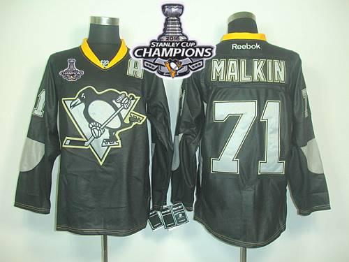 Penguins #71 Evgeni Malkin Black Ice 2016 Stanley Cup Champions Stitched Jersey