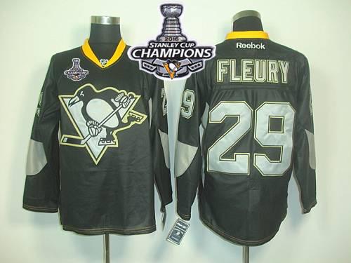 Penguins #29 Andre Fleury Black Ice 2016 Stanley Cup Champions Stitched Jersey