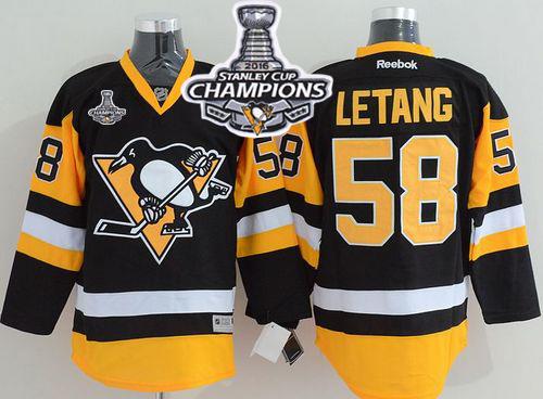 Penguins #58 Kris Letang Black Alternate 2016 Stanley Cup Champions Stitched Jersey