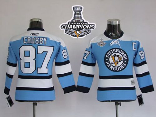 Penguins #87 Sidney Crosby Blue 2016 Stanley Cup Champions Stitched Jersey