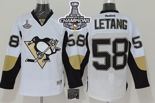Penguins #58 Kris Letang White 2016 Stanley Cup Champions Stitched Jersey
