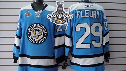 Penguins #29 Andre Fleury Blue 2016 Stanley Cup Champions Stitched Jersey
