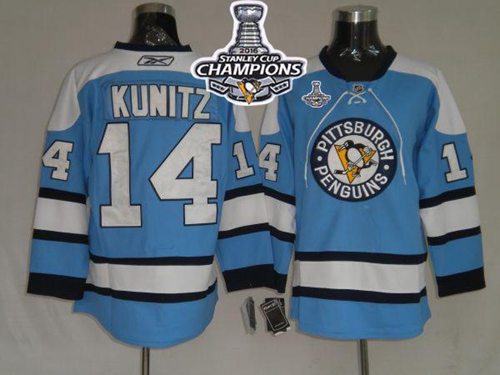 Penguins #14 Chris Kunitz Blue 2016 Stanley Cup Champions Stitched Jersey