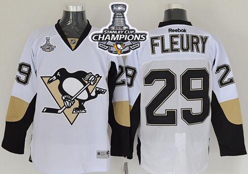 Penguins #29 Andre Fleury White 2016 Stanley Cup Champions Stitched Jersey