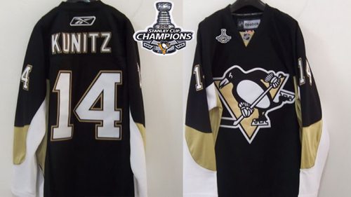 Penguins #14 Chris Kunitz Black 2016 Stanley Cup Champions Stitched Jersey