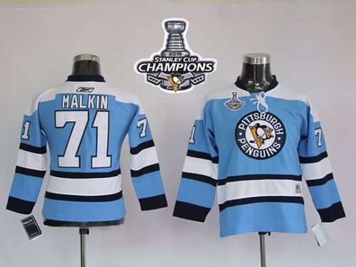 Penguins #71 Evgeni Malkin Blue 2016 Stanley Cup Champions Stitched Jersey