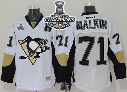Penguins #71 Evgeni Malkin White 2016 Stanley Cup Champions Stitched Jersey
