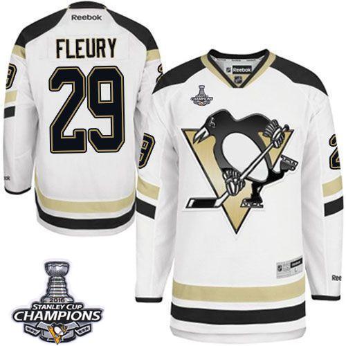 Penguins #29 Andre Fleury White 2014 Stadium Series 2016 Stanley Cup Champions Stitched Jersey