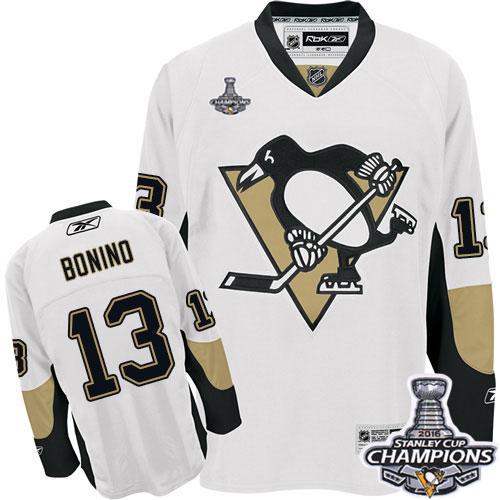 Penguins #13 Nick Bonino White 2016 Stanley Cup Champions Stitched Jersey