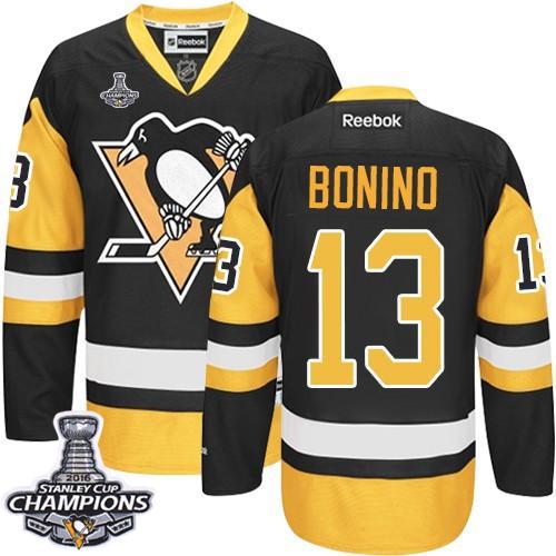 Penguins #13 Nick Bonino Black Alternate 2016 Stanley Cup Champions Stitched Jersey