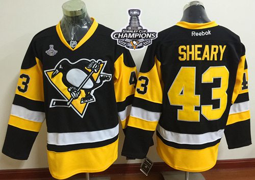 Penguins #43 Conor Sheary Black Alternate 2016 Stanley Cup Champions Stitched Jersey