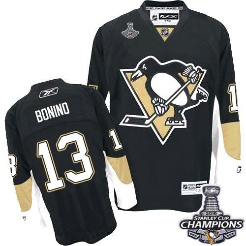 Penguins #13 Nick Bonino Black Home 2016 Stanley Cup Champions Stitched Jersey